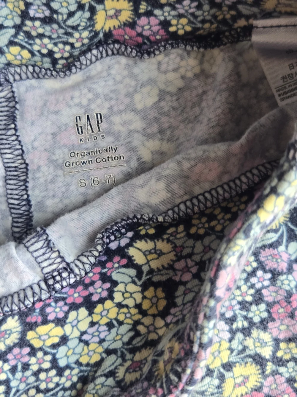 GAP Organic Cotton Floral Purple Kids Leggings with Yellow and Pink Flowers